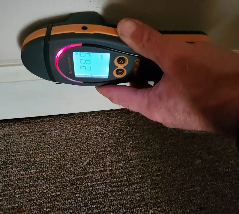 Moisture detection at baseboard during Sewage Cleanup & Sanitation in Portales